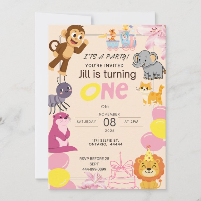 Invitación Cumpleaños rosa 1 (Anverso)