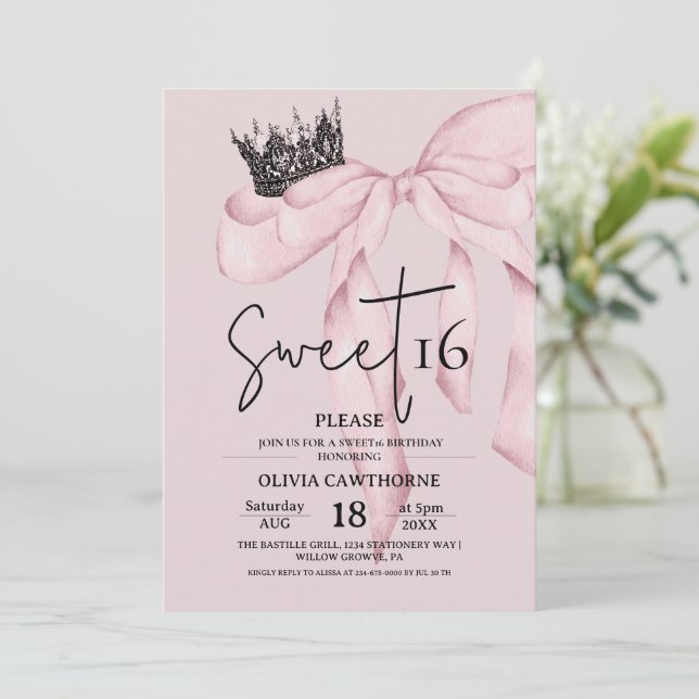 Invitación Cumpleaños rosa 16 ⎮Arco moderno Sweet 16 (Anverso de pie)