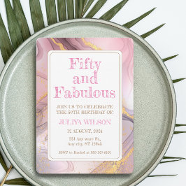 Invitación Cumpleaños rosa cincuenta y fabuloso