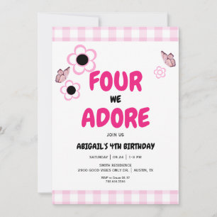 Invitación Cumpleaños rosa de Four we Adore 4ª niña