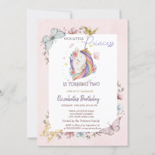Invitación Cumpleaños rosa de la princesa Unicornio