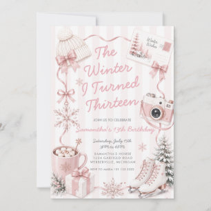 Invitación Cumpleaños Rosa El Invierno Que Cumplí Trece 