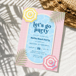 Invitación Cumpleaños Rosa Fiesta de Verano en la Piscina de