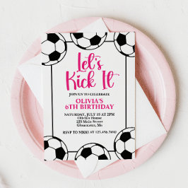 Invitación Cumpleaños Rosado del fútbol
