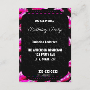 Invitación Cumpleaños rosado descarado de los labios