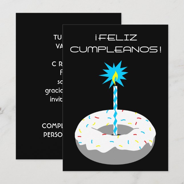 Invitación cumpleanos rosquilla (Anverso / Reverso)