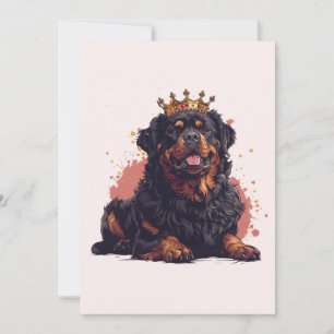 Invitación Cumpleaños Royal Rottweiler Dog Queen Crown