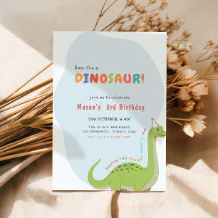 Invitación Cumpleaños Rugiendo como un Dinosaurio 3er Cumplea