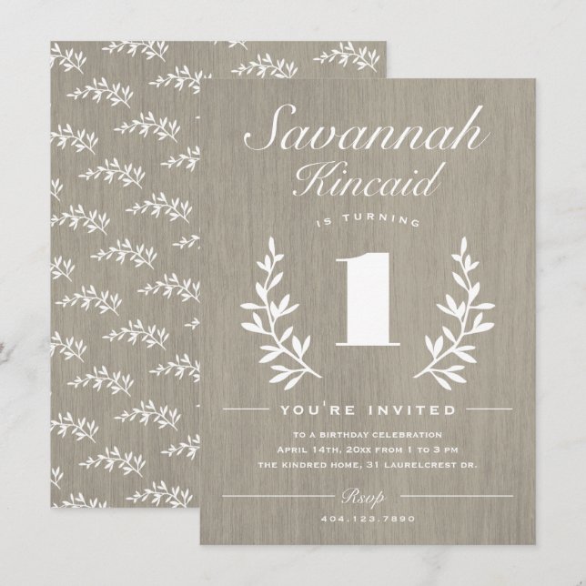 Invitación Cumpleaños Rustic Woods 1 (Anverso / Reverso)