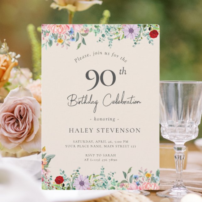 Invitación Cumpleaños Rústico Boho Flores Silvestres Simple B (Subido por el creador)