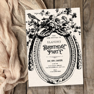 Invitación Cumpleaños rústico botánico artístico vintage