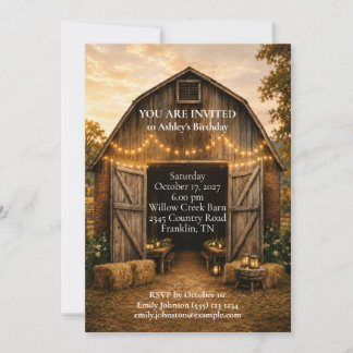 Invitación Cumpleaños Rústico de Corral