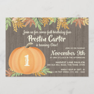 Invitación Cumpleaños Rústico de la Calabaza Pequeña