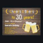 Invitación Cumpleaños rústico de las alegrías y de las<br><div class="desc">Invitación rústica del cumpleaños de las alegrías y de las cervezas de la sorpresa trigésima. Cumpleaños adulto. Cumpleaños de la cerveza para los hombres. Antecedentes blancos y negros de la pizarra. Para el arreglo para requisitos particulares adicional, haga clic por favor el "personalizar él" botón y utilice nuestra herramienta de...</div>