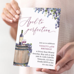 Invitación Cumpleaños Rústico Del Vino, Edad A La Perfección