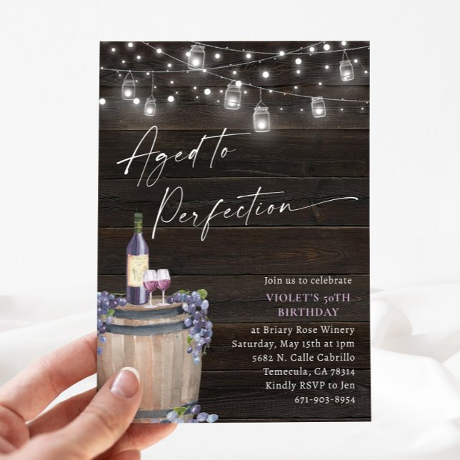 Invitación Cumpleaños Rústico Del Vino, Edad A La Perfección (Subido por el creador)