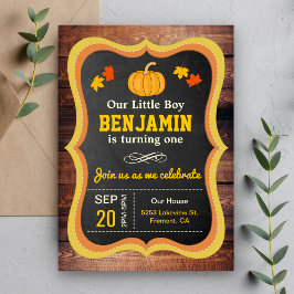 Invitación Cumpleaños rústico lindo de calabacita 1er año