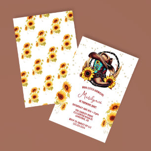 Invitación Cumpleaños Rústico Western Cowgirl 1er