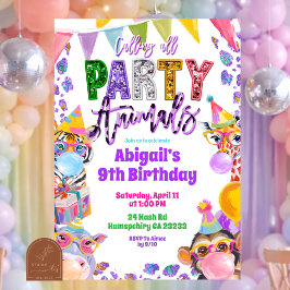 Invitación Cumpleaños Safari con Lentejuelas Brillantes Arcoí