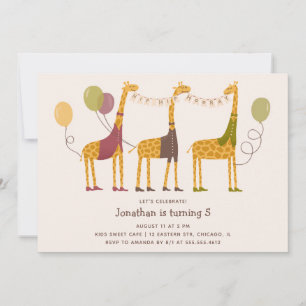 Invitación Cumpleaños Safari de Jirafa Adorable   Fiesta de Z