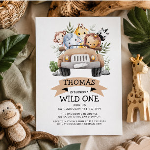 Invitación Cumpleaños Safari Tropical Jungle Wild One