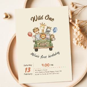 Invitación Cumpleaños Safari Wild One 1st