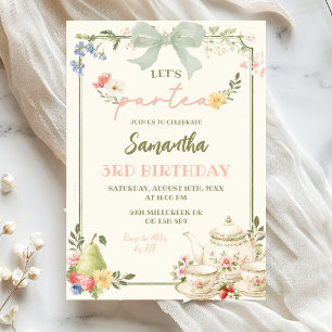 Invitación Cumpleaños Sage Pink Farmer's Market Let's Par Tea