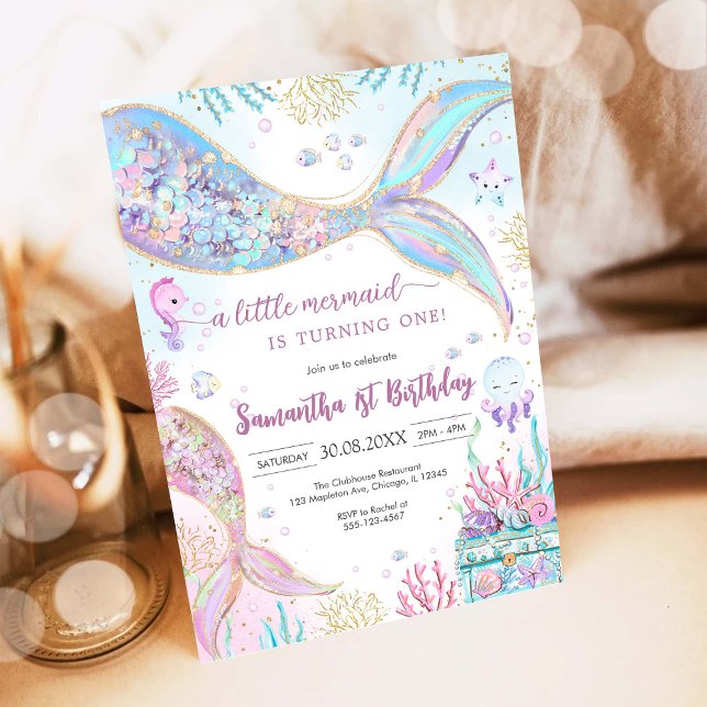 Invitación Cumpleaños Salpicadura de Sirena Bajo el Mar (Subido por el creador)