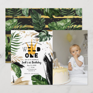 Invitación Cumpleaños Salvaje 1er Año Corona del Rey de las