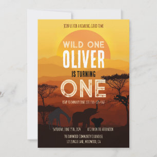 Invitación Cumpleaños Salvaje Atardecer Safari Boho