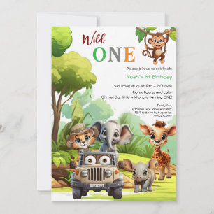 Invitación Cumpleaños salvaje de animal de la jungla lindo de