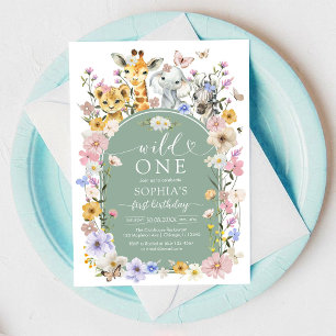 Invitación Cumpleaños salvaje de animal del bosque Wildflower