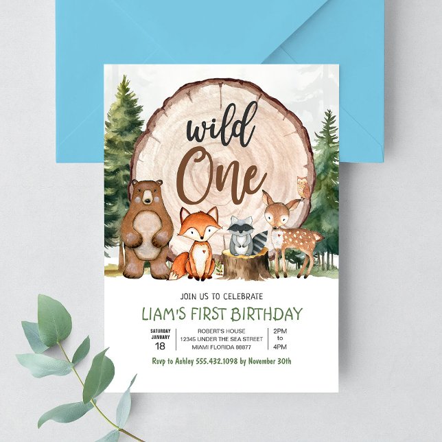 Invitación Cumpleaños salvaje de animales del bosque (Subido por el creador)
