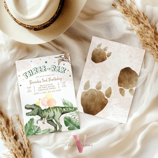 Invitación Cumpleaños salvaje de dinosaurios Trex "EDAD" edit (Subido por el creador)