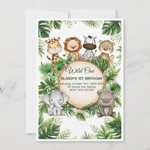 Invitación Cumpleaños salvaje de la selva tropical lindo 1er 