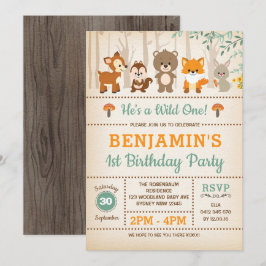 Invitación Cumpleaños salvaje de los animales del bosque del