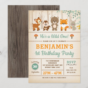 Invitación Cumpleaños salvaje de los animales del bosque del