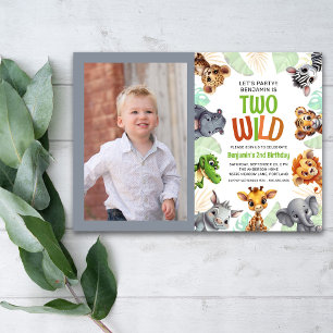 Invitación Cumpleaños salvaje de safari de foto de animal par