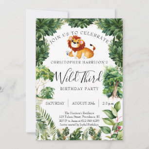 Invitación Cumpleaños salvaje del león número 3