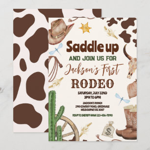 Invitación Cumpleaños Salvaje del Oeste Primer Rodeo Vaquero