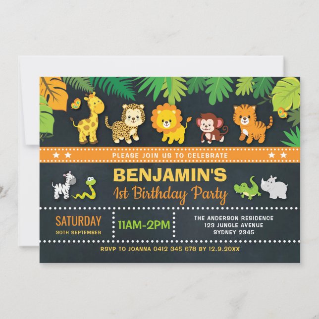 Invitación Cumpleaños salvaje del safari del muchacho de los (Anverso)