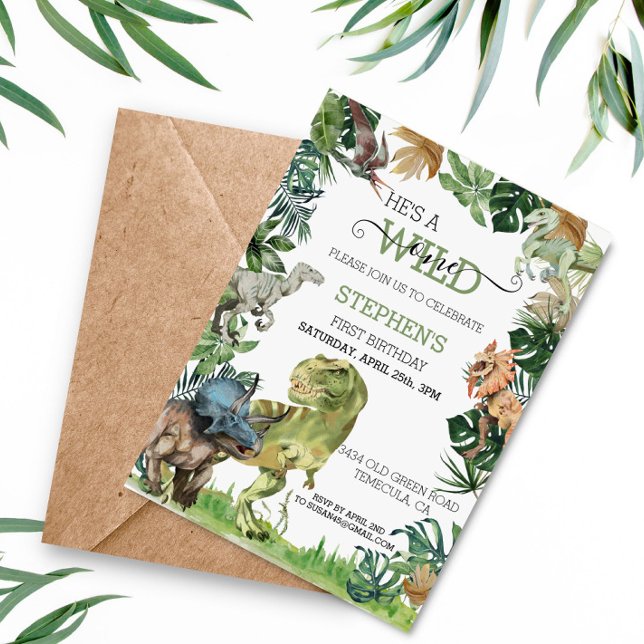 Invitación Cumpleaños Salvaje Dinosaurio Raptor Tyrannosaurus (Subido por el creador)