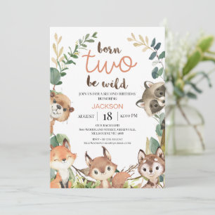 Invitación Cumpleaños Salvaje Nacido en el Bosque Marrón Rúst
