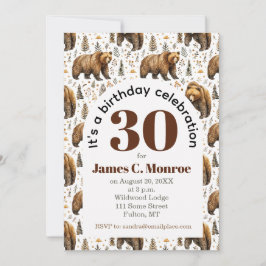 Invitación Cumpleaños Salvaje Oso Bosque 