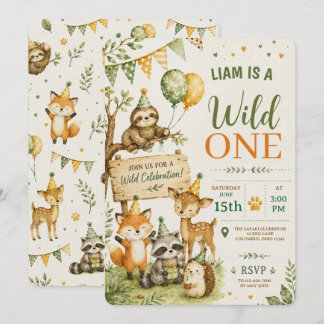 Invitación Cumpleaños Salvaje Safari Animales de la Jungla Li