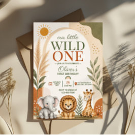 Invitación Cumpleaños Salvaje Safari Primero