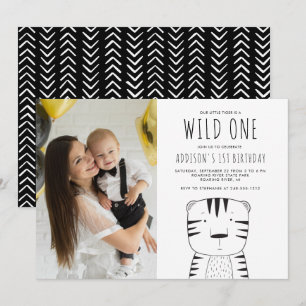 Invitación Cumpleaños Salvaje Tigre Foto Personalizada Cumple