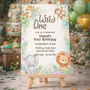 Invitación Cumpleaños Salvaje Uno Safari de la Jungla Animale