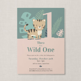 Invitación Cumpleaños Salvaje Uno Safari Tigre Jungla Primer