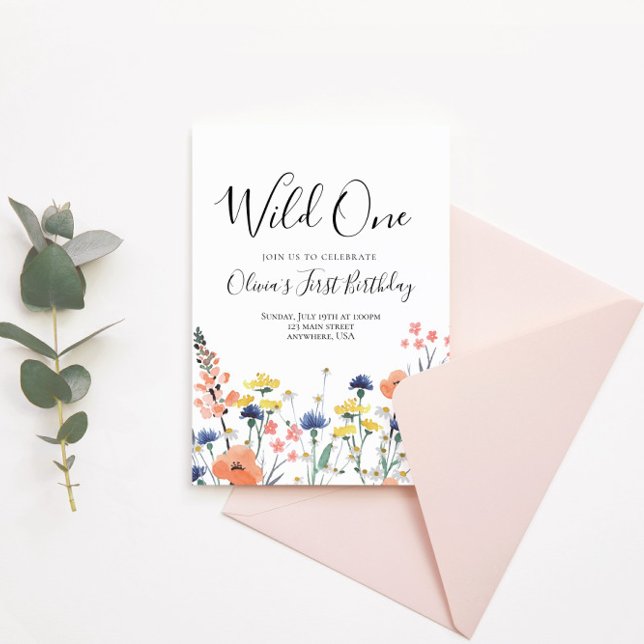 Invitación Cumpleaños salvaje uno Wildflower (Subido por el creador)